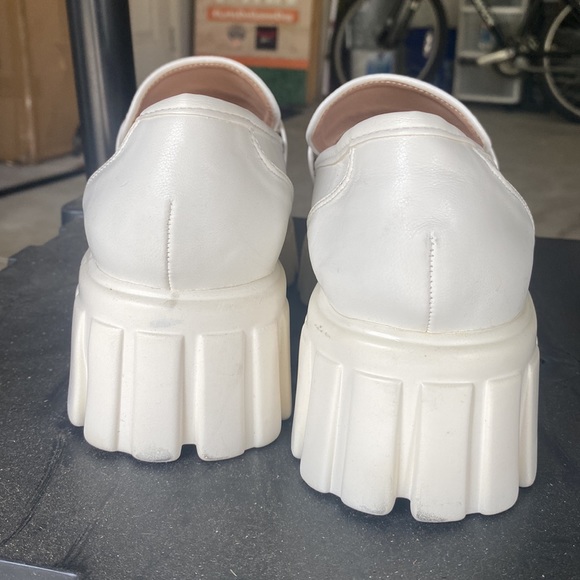 Platform White Shoes with Gold Chain accent - Picture 3 of 5